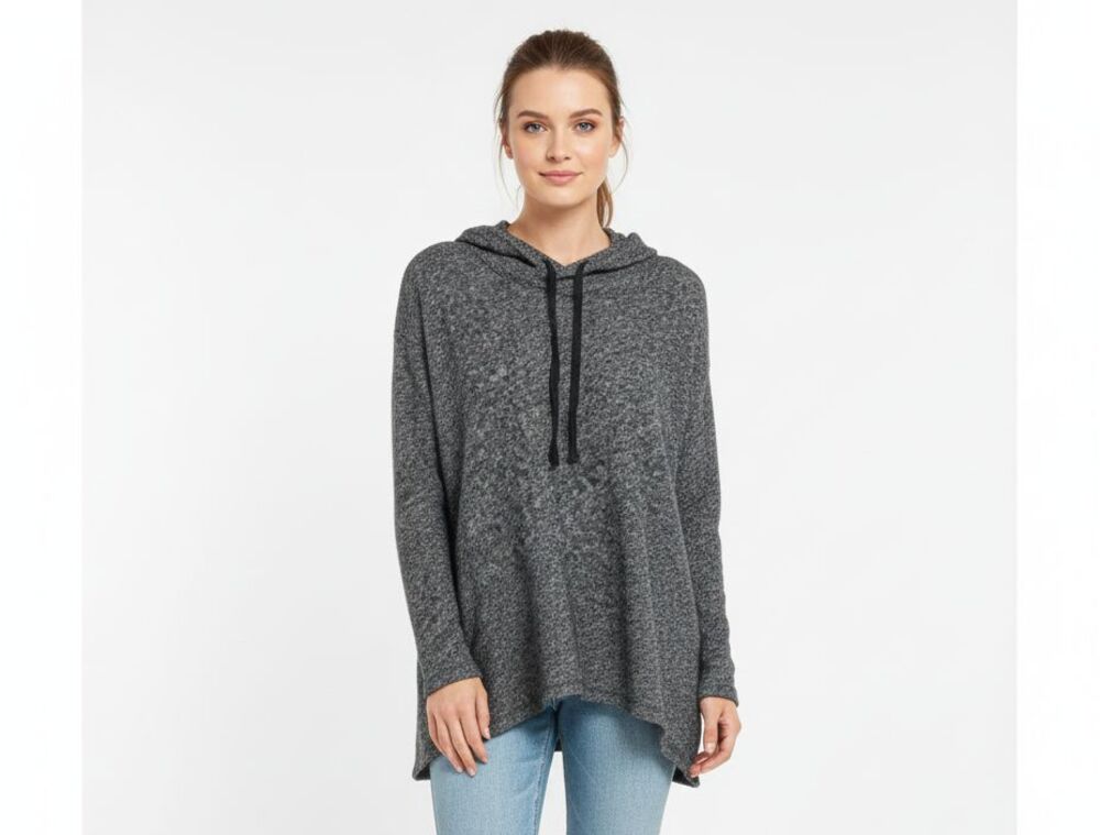 Eileen Fisher Pullover Sweater Womens Wool/Cotton Blend  Gray  Hooded  Sz S